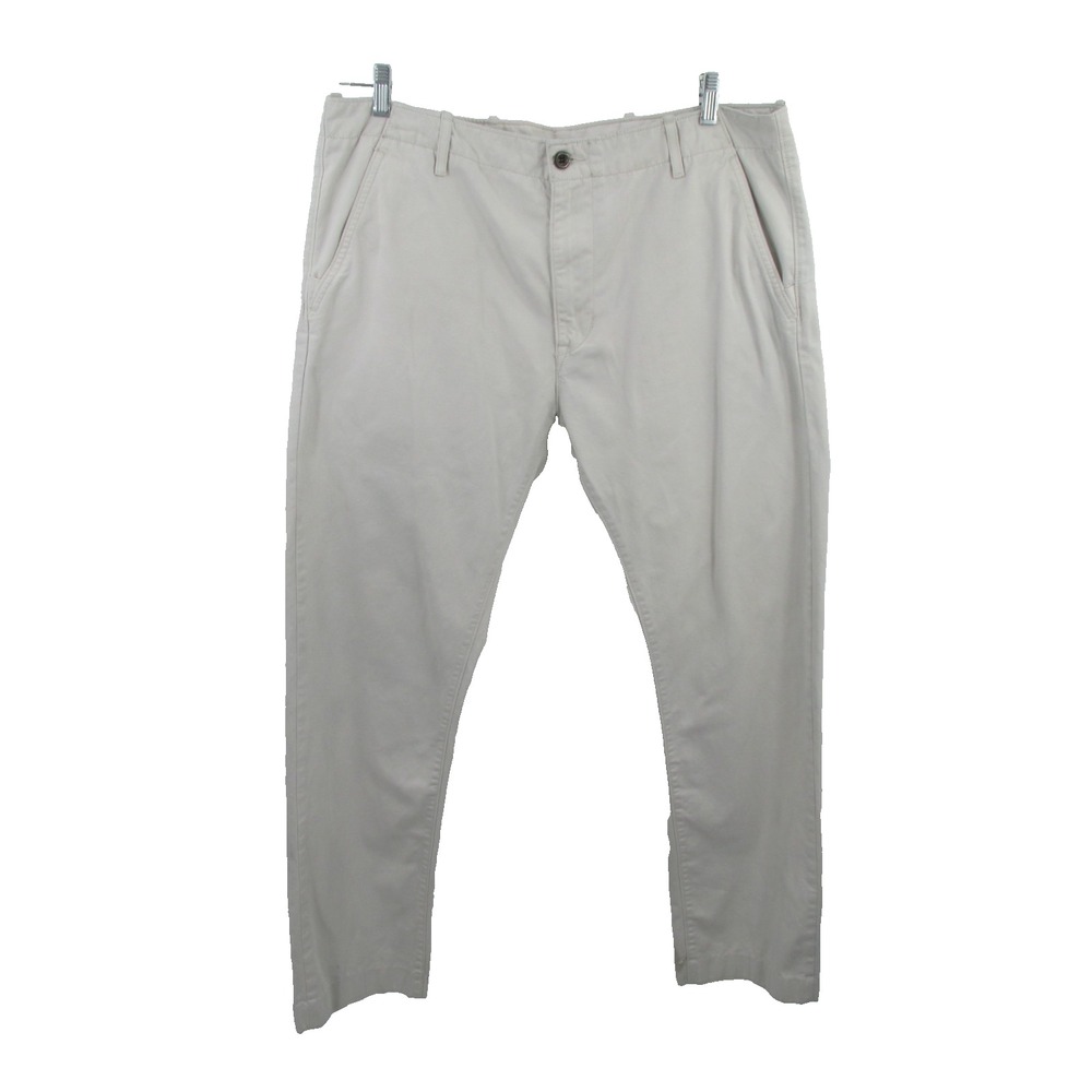Levi Strauss Men 36x32 White Khaki Chino Pants Flat Front Mid Rise Straight